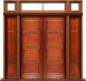 horizontal 4 panel: double door + sidelight on left