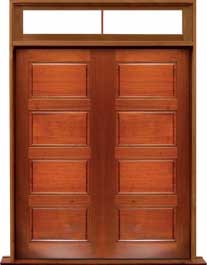 horizontal 4 panel: double door + sidelight on left