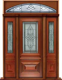 sovereign leadlight: double door + sidelight on left