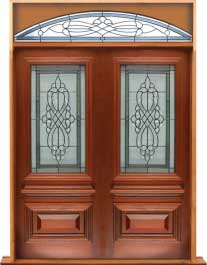 sovereign leadlight: double door + sidelight on left
